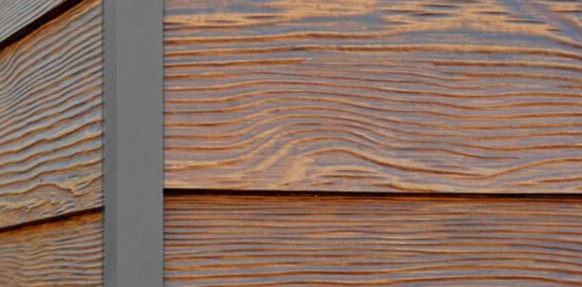 Old Cherry RusticSeries wood-look composite siding on James Hardie fiber cement lap siding